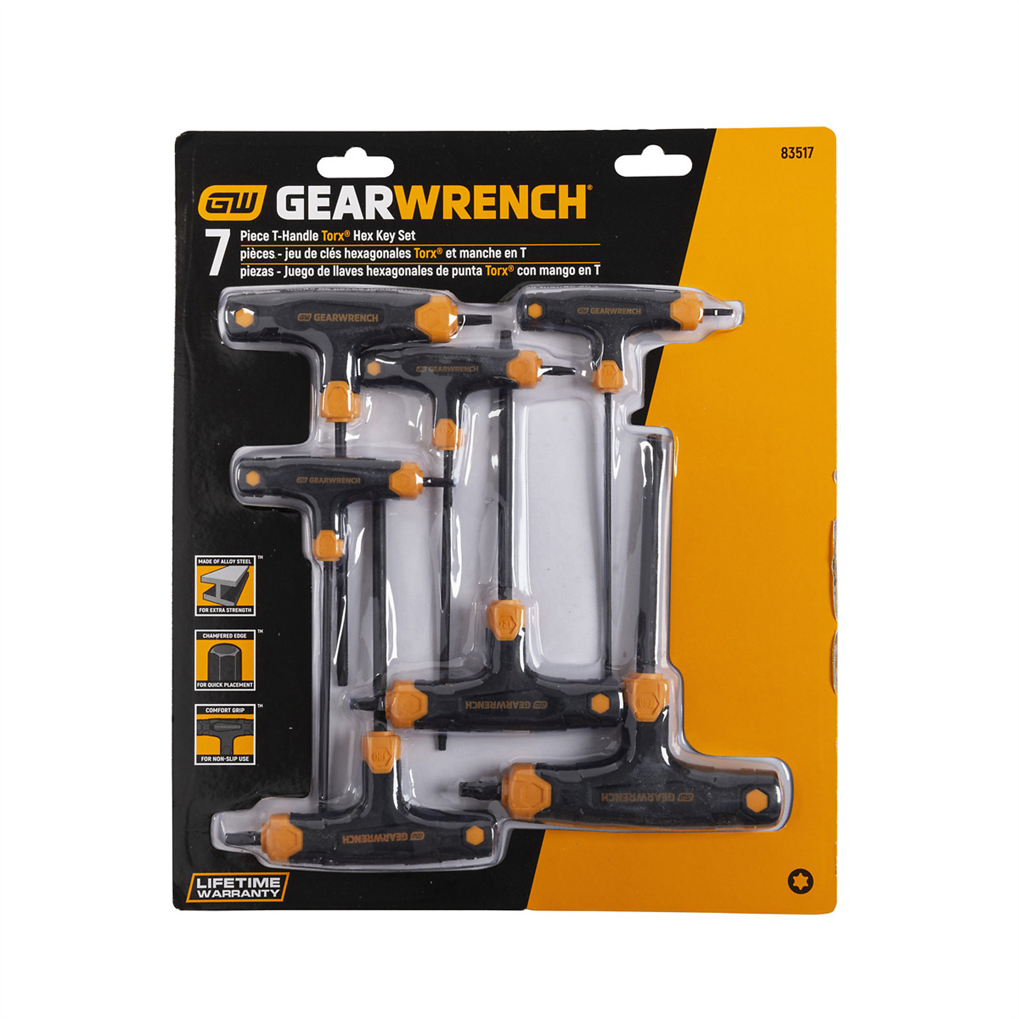 GearWrench T-Handle Torx Hex Key Set — 7-Piece, Model# KDT83517